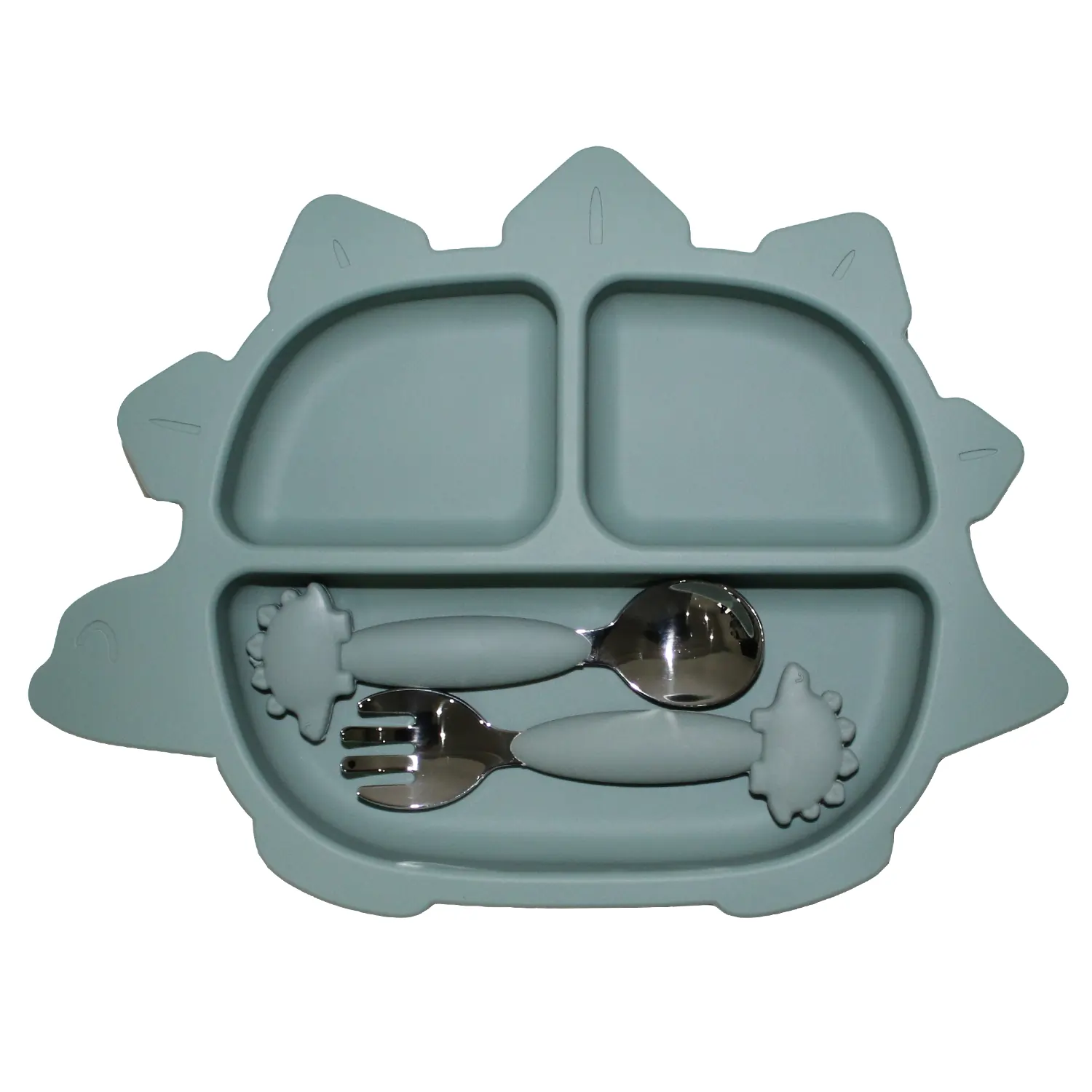 Cold Pine Dino Plate Set with spoon and fork