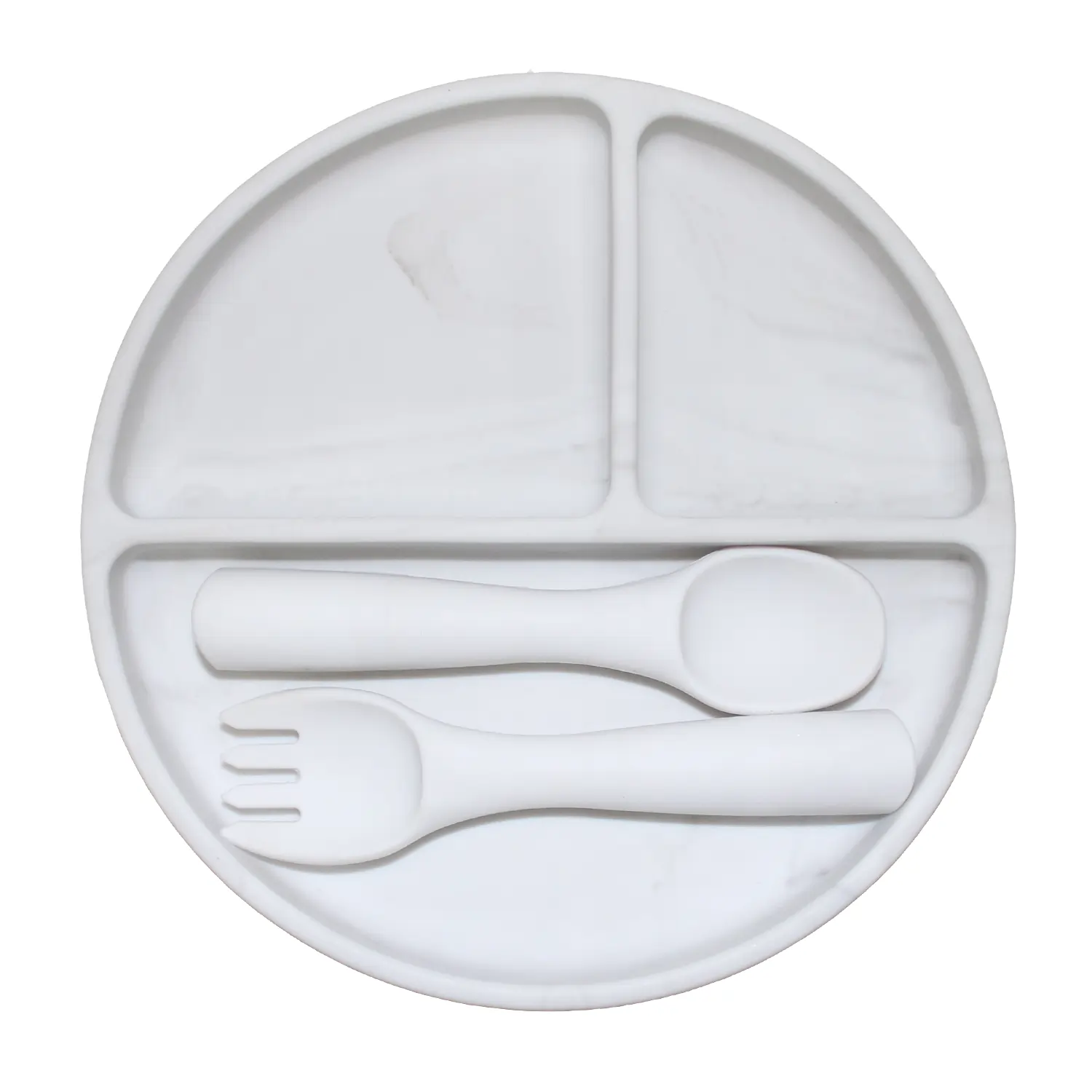 Marble White Silicone Round Plate Set