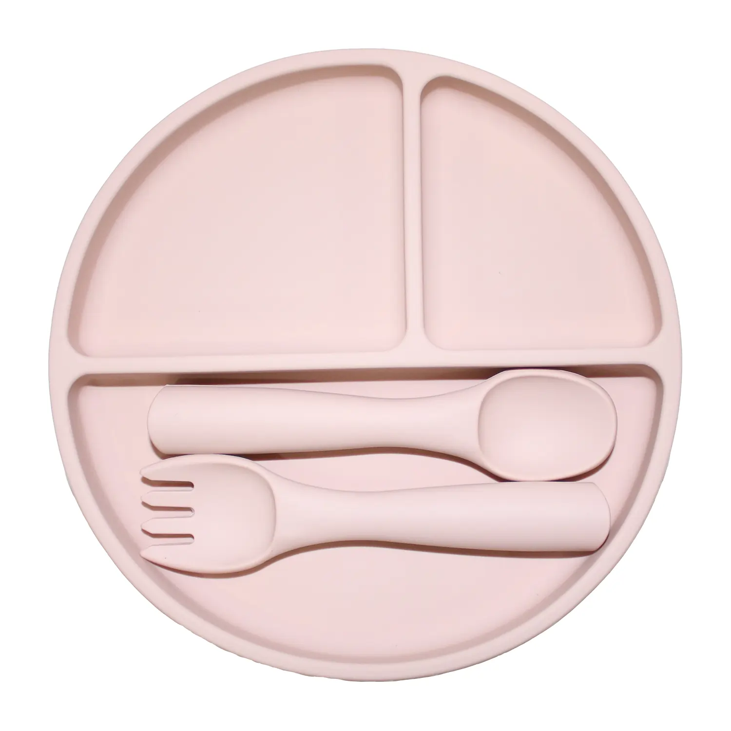 Pink Silicone Round Plate Set