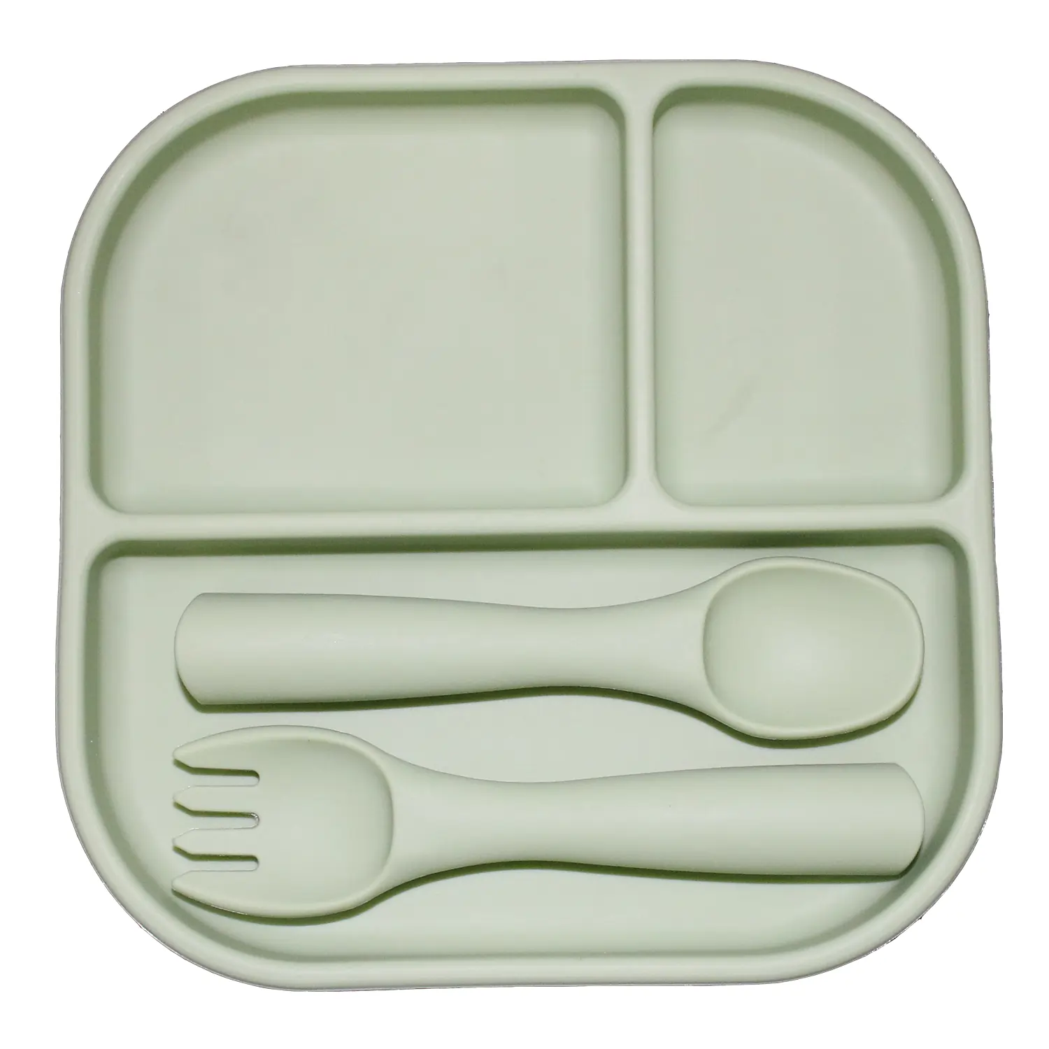 Sage Green Silicone Square Plate Set